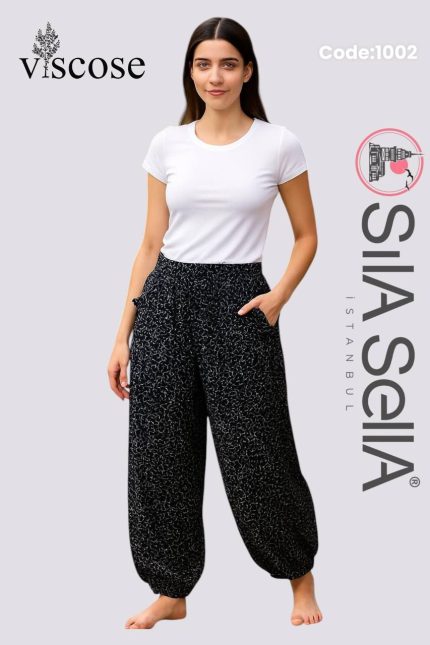 Viscon Düz Siyah Şalvar Code 1002